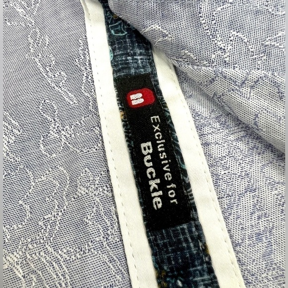 EIGHT‎ X PREMIUM Men’s Embroidered Button Down Paisley Blue Buckle Exclusive M - Picture 8 of 16